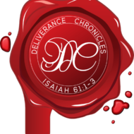 A red wax seal with the word deliverance chronicles.