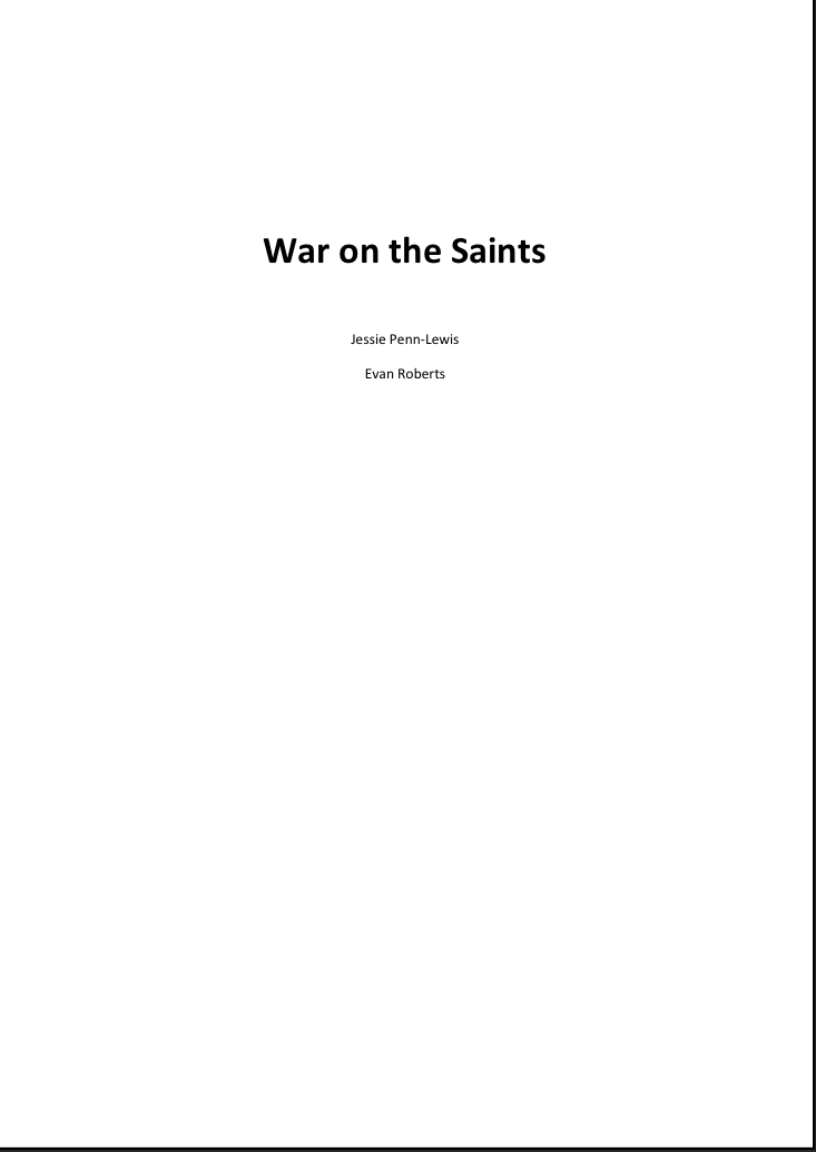 A white book cover with the title war on the saints.