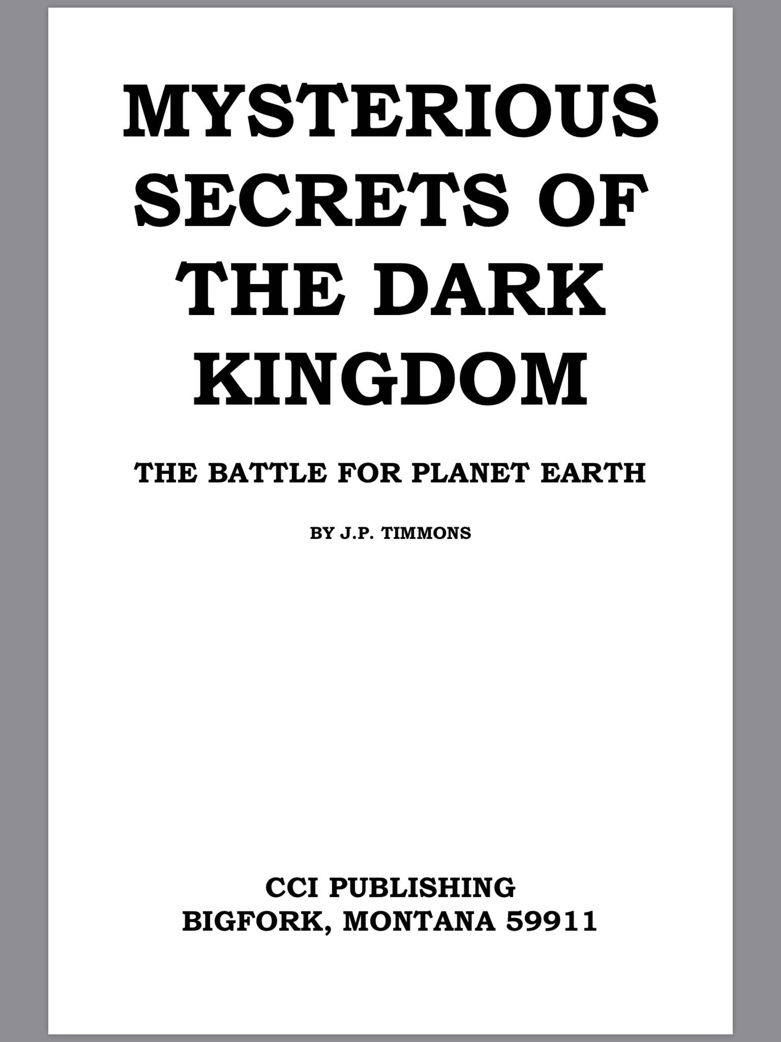 A book cover with the title of mysterious secrets of the dark kingdom.