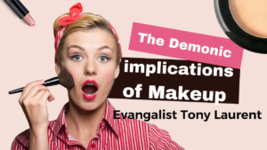 A woman with a red bow on her head and the words " the demotion implication of makeup evangelist tony."