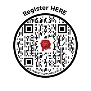 A qr code with a red seal on it.