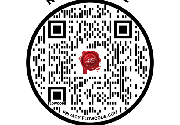 A qr code with a red seal on it.